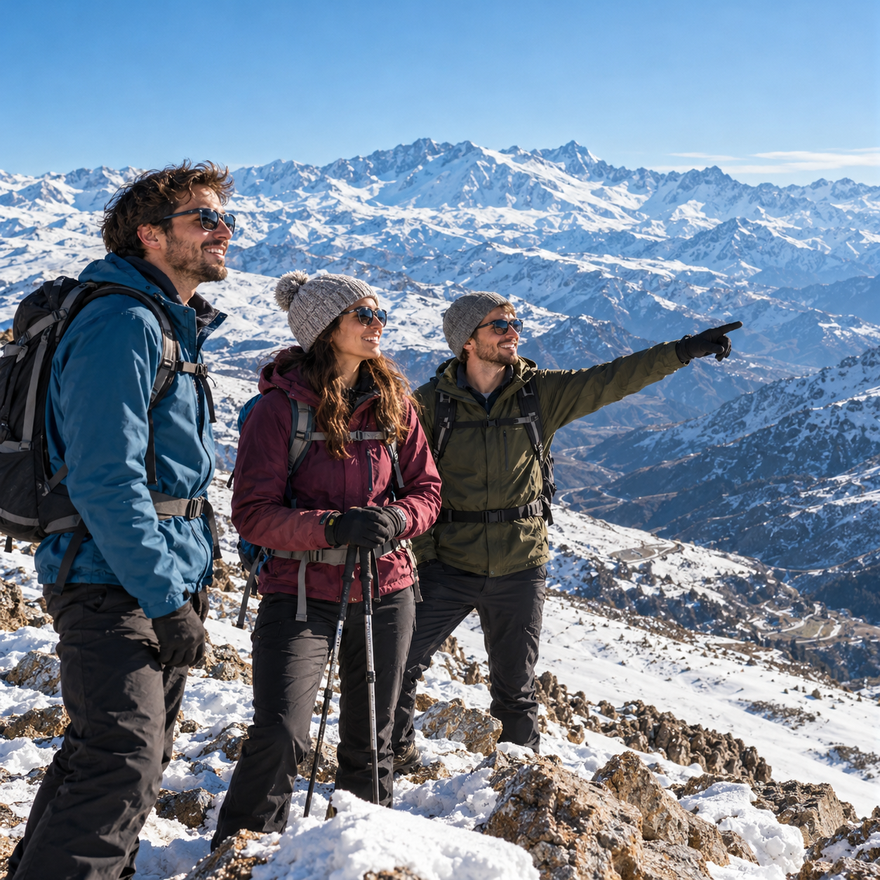 Turistas en la nieve